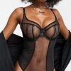 Wolf & Whistle Fuller Bust Mesh Body With Satin Binding In Black For Women