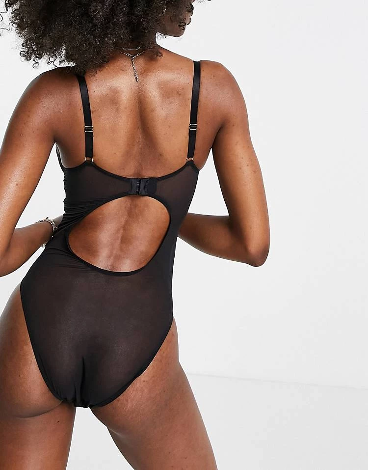 Wolf & Whistle Fuller Bust Mesh Body With Satin Binding In Black For Women 2 Wolf & Whistle Fuller Bust Mesh Body With Satin Binding In Black For Women - Image 2