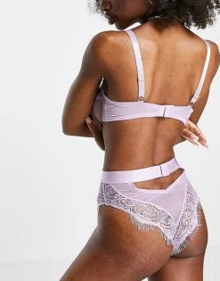 Wolf & Whistle Fuller Bust Lace And Mesh High Leg Body In Lilac For Women -Women's Wolf & Whistle Sales 2022 unnamed file 838