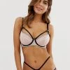 Wolf & Whistle Lace Cutout Contrast Piping Detail Brief In Pink For Women