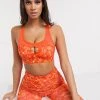 Wolf & Whistle Eco Bra In Orange Jungle Print With Mesh Panels For Women