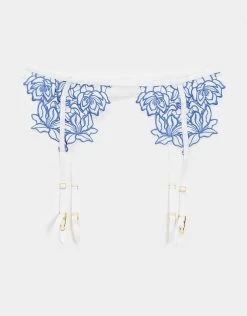 Wolf & Whistle Bridal Guipure Floral Lace Suspender Belt In White & Blue For Women White / Blue -Women's Wolf & Whistle Sales 2022 unnamed file 879