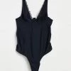 Wolf & Whistle Maternity Exclusive Swimsuit With Lace Trim Detail In Black For Women
